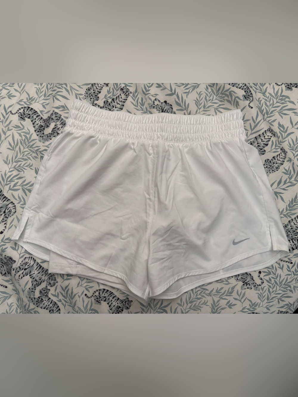 Nike Women’s White Athletic Running Shorts with Smocked Waistband